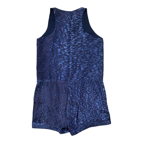 Art Dept. 100% Silk Romper Blue Printed Sleeveless Tie-Waist One-Piece Size XS - Picture 8 of 10